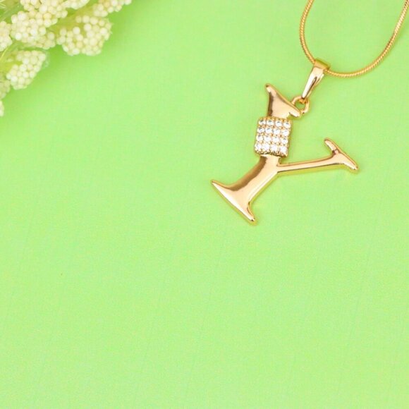 "Rose Gold Y Initial Pendant with CZ Stones Elegant Jewelry,XPPT1436 - Picture 11 of 11